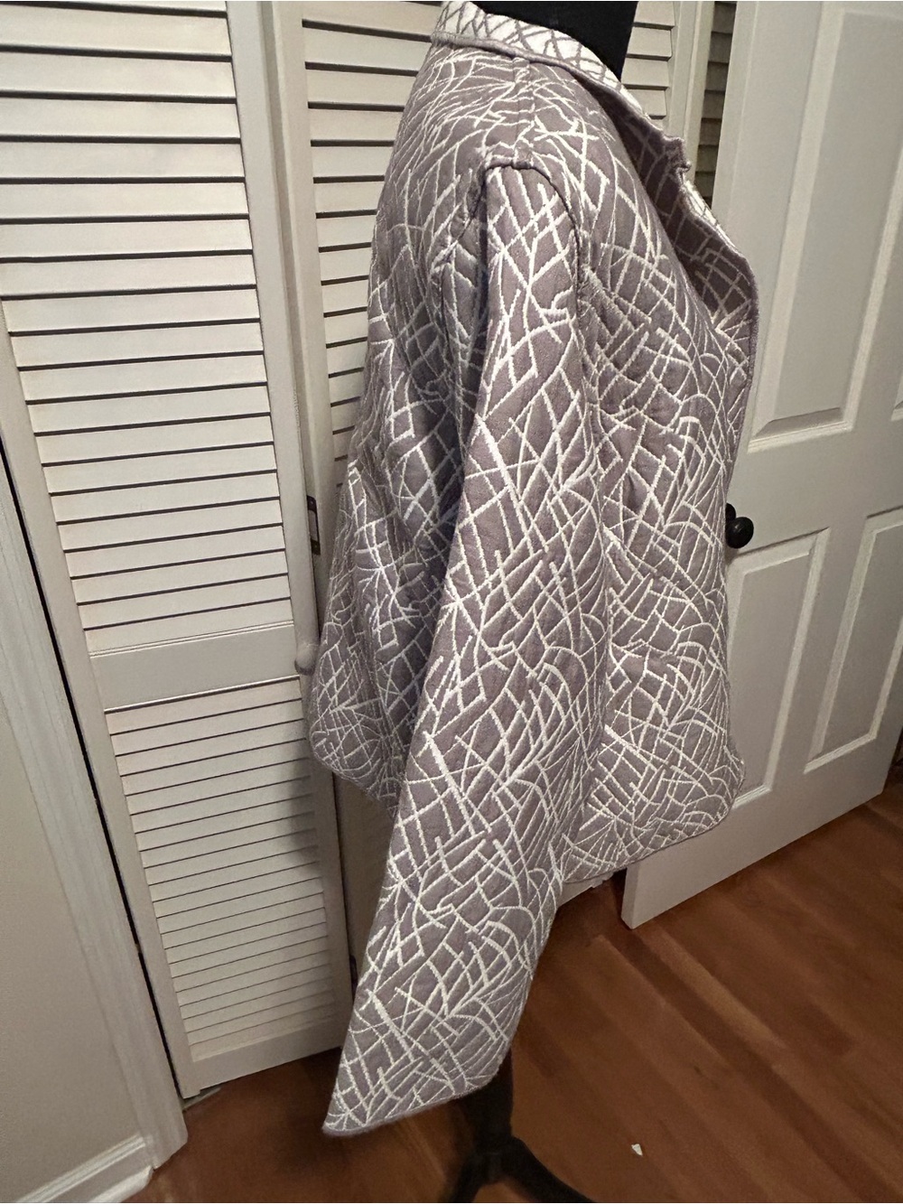 Women's Gray Abstract-Pattern Single-Button Blazer - Picture 4 of 8